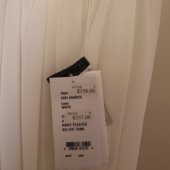 3.1 Phillip Lim knife pleated belted tank white 6 - Picture 5 of 5